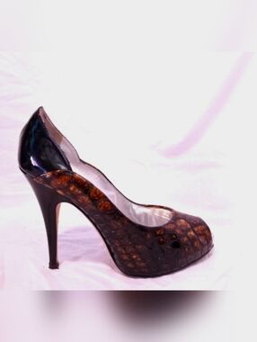 GIUSEPPE ZANOTTI Snake Print Peep-Toe Heels